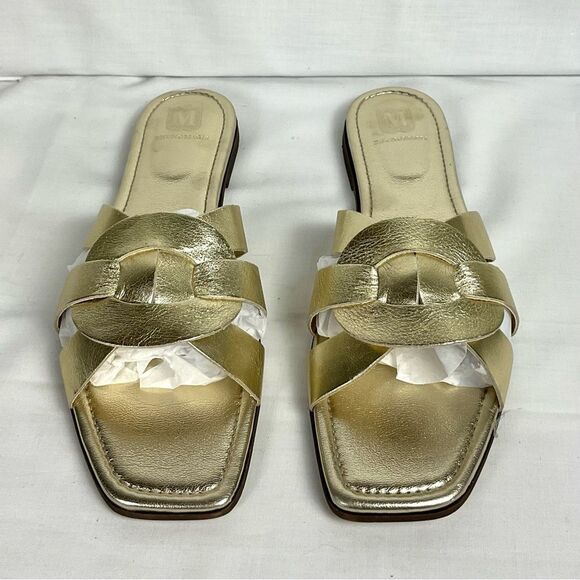 Bruno Magli Gold Leather Slide Sandal Alessia Sz 41.5 New - Picture 10 of 10